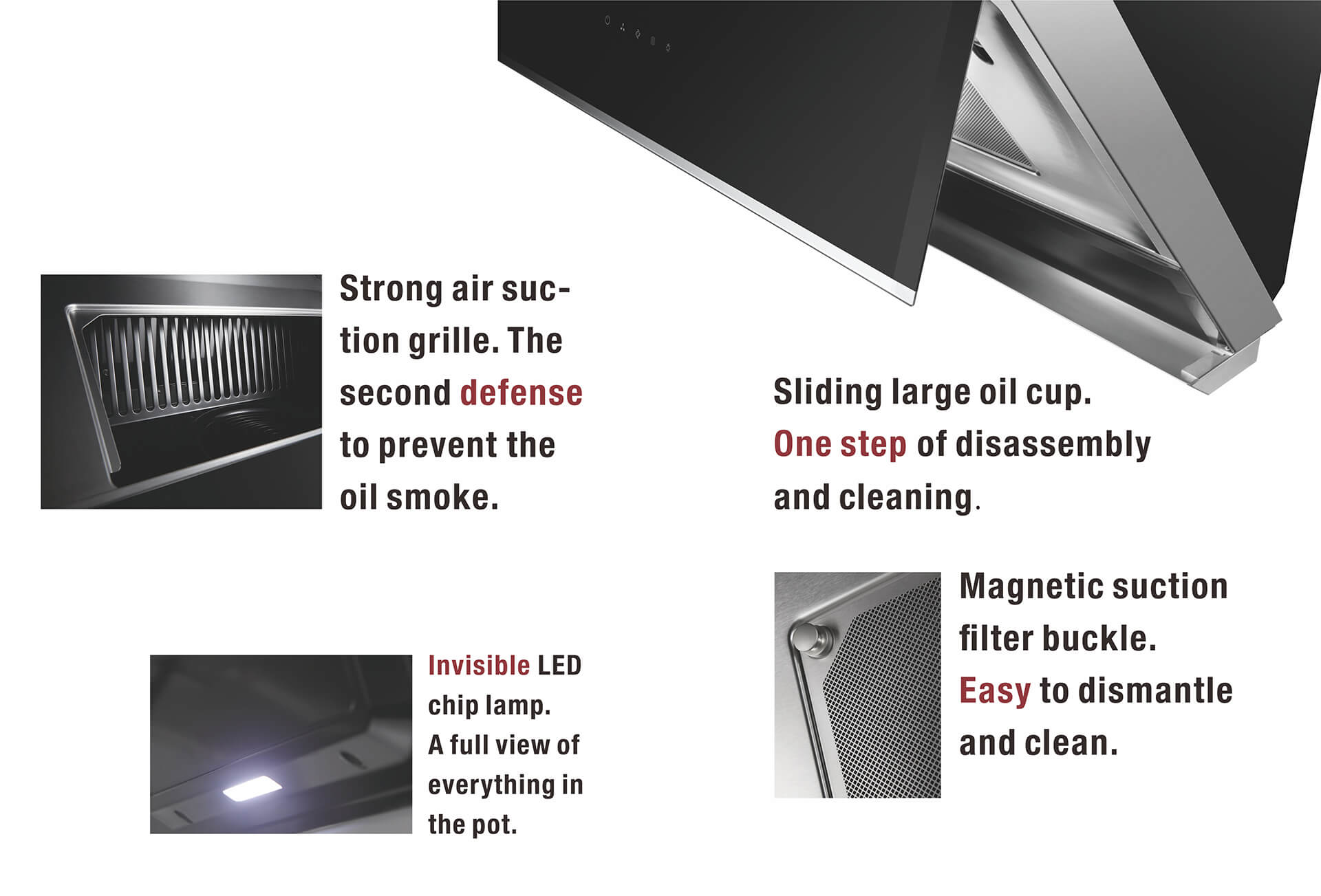 ● The second defense to prevent the oil smoke<<br /> ● Invisible LED chip lamp